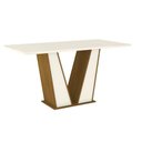 Ver imagem 1 de Mesa De Jantar Tampo Mdf 160Cm Vértice Henn Nature Off White