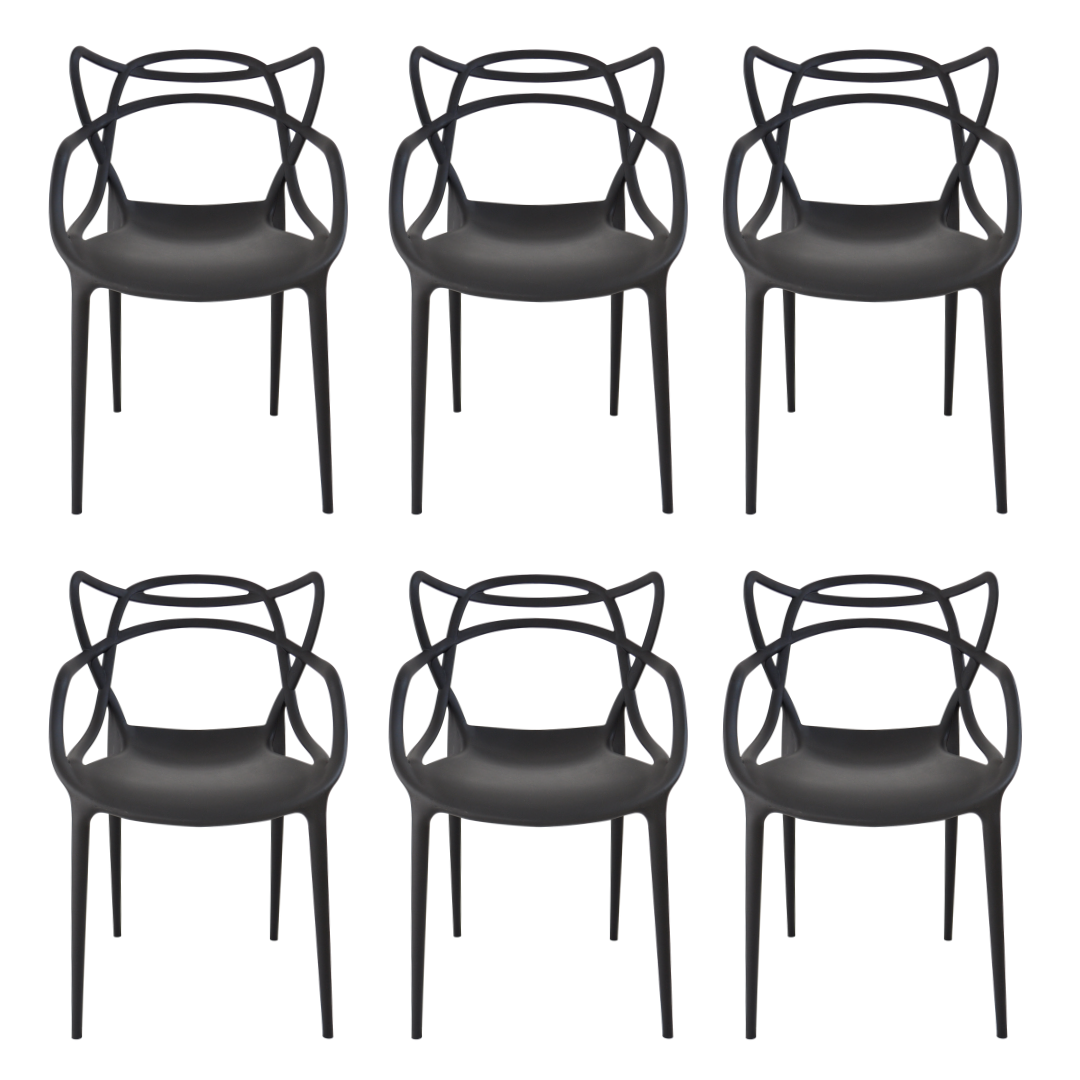 Cadeira Allegra Preta - Kit com 6