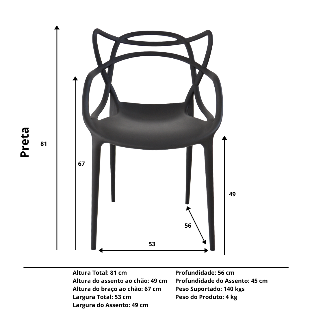 Cadeira Allegra Preta - Kit com 6 - 4