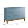 Jogo de Quarto Infantil Guarda Roupa 3 Portas e Cômoda 1 Porta Classic Azul Fosco com Pés Amadeirado - 5