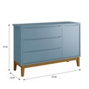 Ver imagem 5 de Jogo de Quarto Infantil Guarda Roupa 3 Portas e Cômoda 1 Porta Classic Azul Fosco com Pés Amadeirado