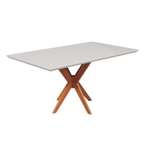 Mesa de Jantar Vitória com Vidro Off White 116cm