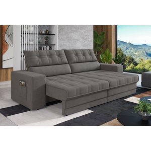 Sofá Oscar Plus 2,06m Retrátil/reclinável Suede Cinza - Xflex