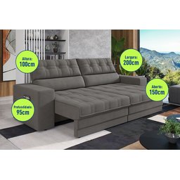 Sofá Oscar Plus 2,06m Retrátil/reclinável Suede Cinza - Xflex - 2