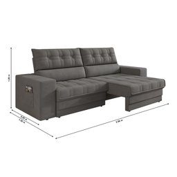 Sofá Oscar Plus 2,06m Retrátil/reclinável Suede Cinza - Xflex - 6