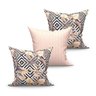 Kit Capa Almofada Decorativa Bege 3 Unidades 45cm x 45cm Tecido Jacquard - 1