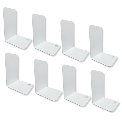 Kit 8 Suportes Formato Aparador Organizador para Livros Aço Resistente Bibliocanto Moderno Branco