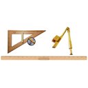 Ver imagem 1 de Kit Geométrico do Professor Mdf Com Régua 1M, 1 Compasso Para Quadro Branco, Esquadro 30-60 SB KIT C