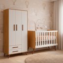 Ver imagem 1 de Quarto Bebe Infantil Q Encanto Berço Vira Cama e Guarda Roupas 3 Portas 2 Gavetas Retrô Qmovi
