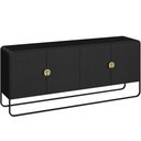Ver imagem 2 de Aparador Buffet para Sala de Jantar 4 Portas Industrial 180cm Alek A03 Nero Preto - Lyam Decor