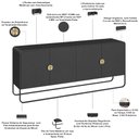Ver imagem 5 de Aparador Buffet para Sala de Jantar 4 Portas Industrial 180cm Alek A03 Nero Preto - Lyam Decor