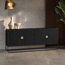 Ver imagem 3 de Aparador Buffet para Sala de Jantar 4 Portas Industrial 180cm Alek A03 Nero Preto - Lyam Decor