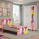 Ver imagem 6 de Guarda Roupa Infantil 3 Portas 2 Gavetas e Mini Cama Infantil 153x79 Mdf Livia Princesas Decmade