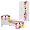 Ver imagem 1 de Guarda Roupa Infantil 3 Portas 2 Gavetas e Mini Cama Infantil 153x79 Mdf Livia Princesas Decmade