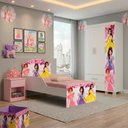 Ver imagem 7 de Guarda Roupa Infantil 3 Portas 2 Gavetas e Mini Cama Infantil 153x79 Mdf Livia Princesas Decmade