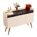 Ver imagem 1 de Aparador Buffet Gold Marmorizado 3 Portas Pés Madeira Maciça Off White/marmore Preto