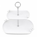 Ver imagem 1 de Porta Doces de Porcelana Birds 2 Andares Branco 18/27 x 25 cm Wolff