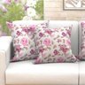 Kit Capa Almofada Rosa Floral 2 Unidades Grande 60cm x 60cm Tecido Jacquard com zíper - 1