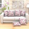 Kit Capa Almofada Rosa Floral 2 Unidades Grande 60cm x 60cm Tecido Jacquard com zíper - 3