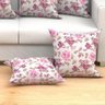 Kit Capa Almofada Rosa Floral 2 Unidades Grande 60cm x 60cm Tecido Jacquard com zíper - 2