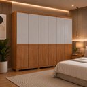 Ver imagem 1 de Guarda-Roupa Casal 100% MDF 6 Portas e 4 Gavetas com Pés 220cm Multimóveis CR35544 Madeirado/Off