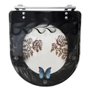 Ver imagem 1 de Tampa para Vaso Incepa Acrílico Calypso Preto Decorada com Borboleta Azul