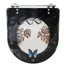 Tampa para Vaso Incepa Acrílico Calypso Preto Decorada com Borboleta Azul - 1 Tampa para Vaso Incepa Acrílico Calypso Preto Decorada com Borboleta Azul - 1