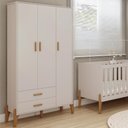 Ver imagem 1 de Guarda Roupa Quarto Infantil Iris com 3 Portas e 1 Gaveta Off White