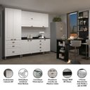 Ver imagem 5 de Armário de Cozinha Compacta 5 Peças com Tampo e Bancada com Painel Cristal Luciane Móveis