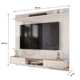 Painel Atlas para Tv até 70 Polegadas com 2 Gavetas 1 Prateleira Off White/jequitibá - Lukaliam - 5