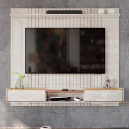 Painel Atlas para Tv até 70 Polegadas com 2 Gavetas 1 Prateleira Off White/jequitibá - Lukaliam - 2