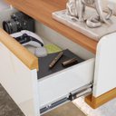 Ver imagem 4 de Painel Atlas para Tv até 70 Polegadas com 2 Gavetas 1 Prateleira Off White/jequitibá - Lukaliam