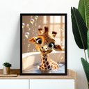Ver imagem 1 de Quadro Banheiro Infantil - Girafinha Baby 24x18cm - com Vidro:moldura Preta