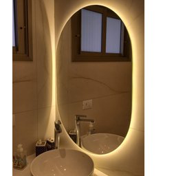 Espelho Oval Orgânico com Luz de Led Branco Quente 80x70 - 1