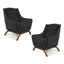 Ver imagem 1 de Kit 02 Poltronas Juliet Base De Madeira C-465 Chumbo