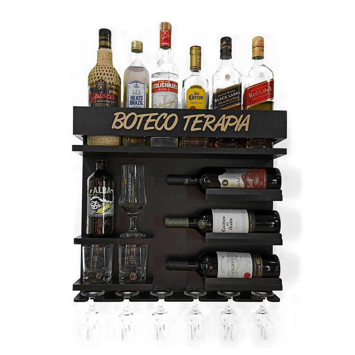 Barzinho de Parede com Adega de Vinho Luxo - Boteco Terapia Pretp - 1