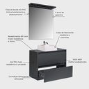Ver imagem 5 de Gabinete para Banheiro Dubai 1 Porta 1 Gaveta MDF 80cm Grafite com Cuba e Espelho LED On Móveis