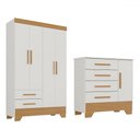 Ver imagem 3 de Quarto Infantil Completo Soninho 5 Portas 6 Gavetas Branco/cinamomo - Panorama Móveis