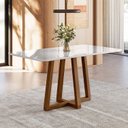 Ver imagem 1 de Mesa Jantar Largha 160cm x 83cm Vidro Livia Branco/Ambar/Off White