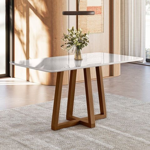 Mesa Jantar Largha 160cm X 83cm Vidro Livia