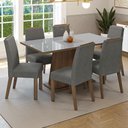 Ver imagem 1 de Conjunto Sala de Jantar Tampo de Vidro 6 Cadeiras Rustic/Cinza/Silver Tulipa Madesa