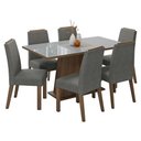 Ver imagem 2 de Conjunto Sala de Jantar Tampo de Vidro 6 Cadeiras Rustic/Cinza/Silver Tulipa Madesa
