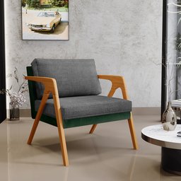 Kit 02 Poltronas Decorativas Sala Estar Pietra L02 Facto Verde Musgo Linho Cinza Escuro - Lyam - 2