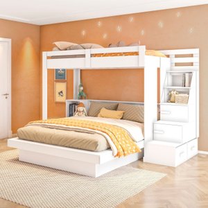 Beliche Infantil Juvenil com Nichos 2 Gavetas e 2 Portas Family Moon Yescasa