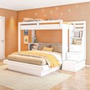 Ver imagem 1 de Beliche Family Infantil/Juvenil com Nichos e Escada Multifuncional Moon Yescasa Branco