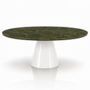 Ver imagem 1 de Mesa de Jantar Cone Oval 244x137 cm Tampo Mármore Vitória Régia Base Laca Branca