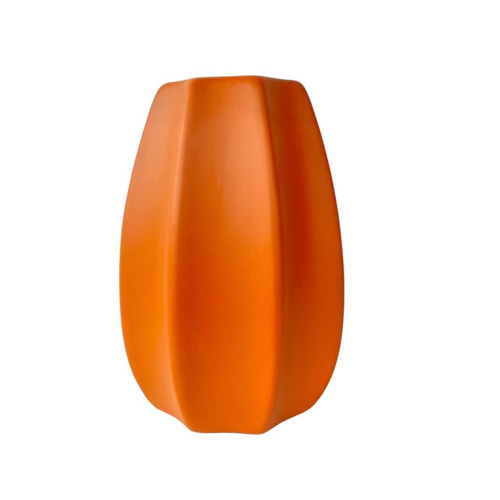 Vaso Centro de Mesa Laranja Moderno Trabalhado de Cerâmica