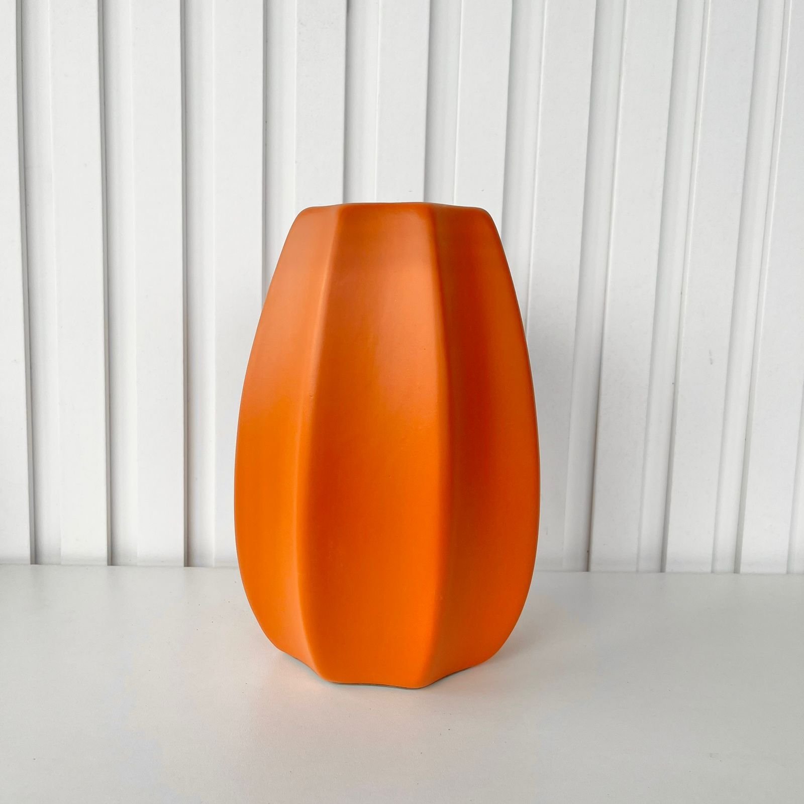 Vaso Centro de Mesa Laranja Moderno Trabalhado de Cerâmica - 2