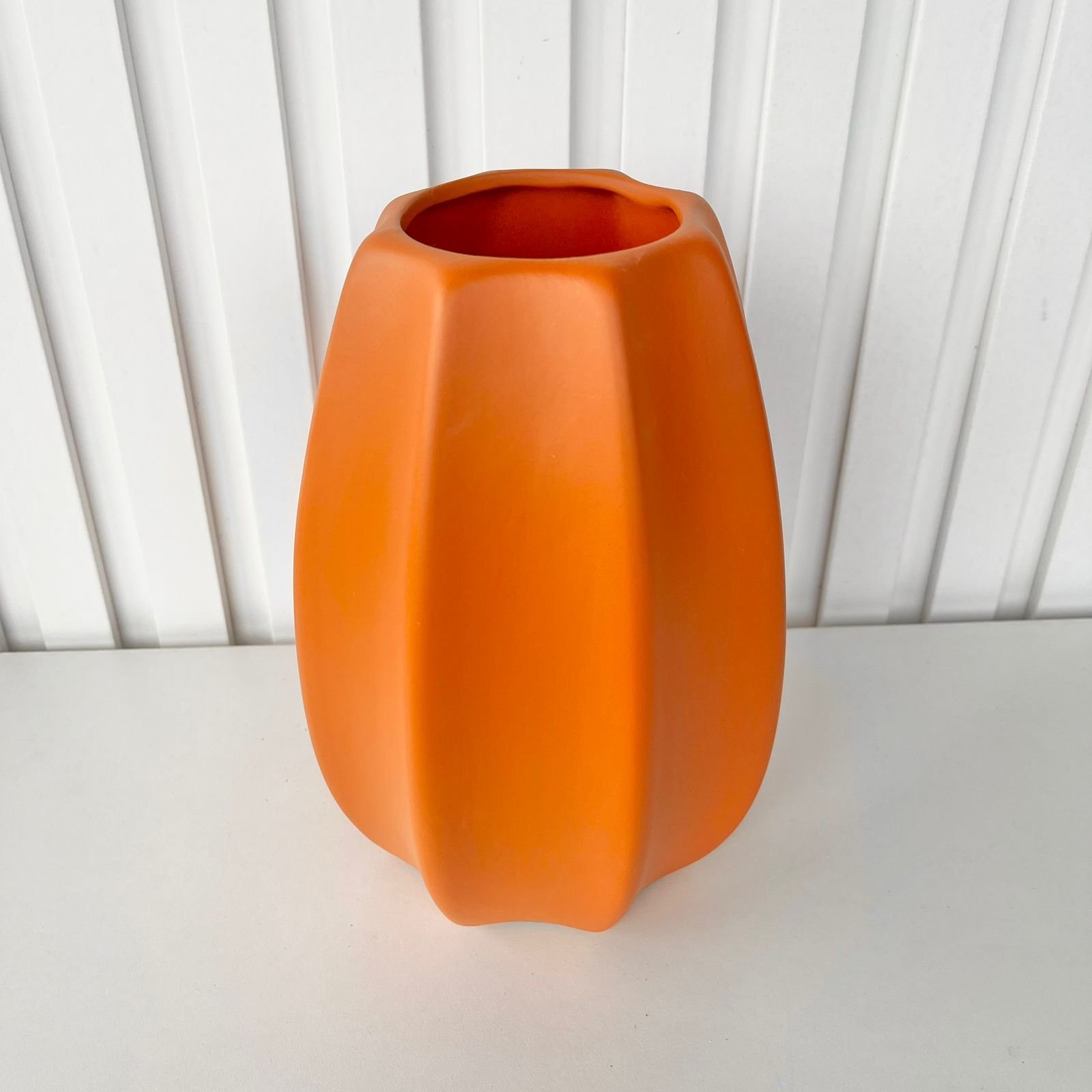 Vaso Centro de Mesa Laranja Moderno Trabalhado de Cerâmica - 3