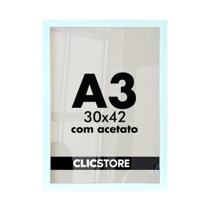 Kit 03 Molduras A3 30x42cm com Acetato e Fundo para Quadros Diplomas Certificados Fotos Cor: Branco